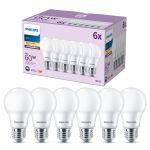 Confezione Multipack 6x Philips Bulbo LED E27 Pera Ghiaccio 8W 806lm - 827 Bianco Molto Caldo
